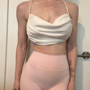 Elegant Cream Draped Women's Top